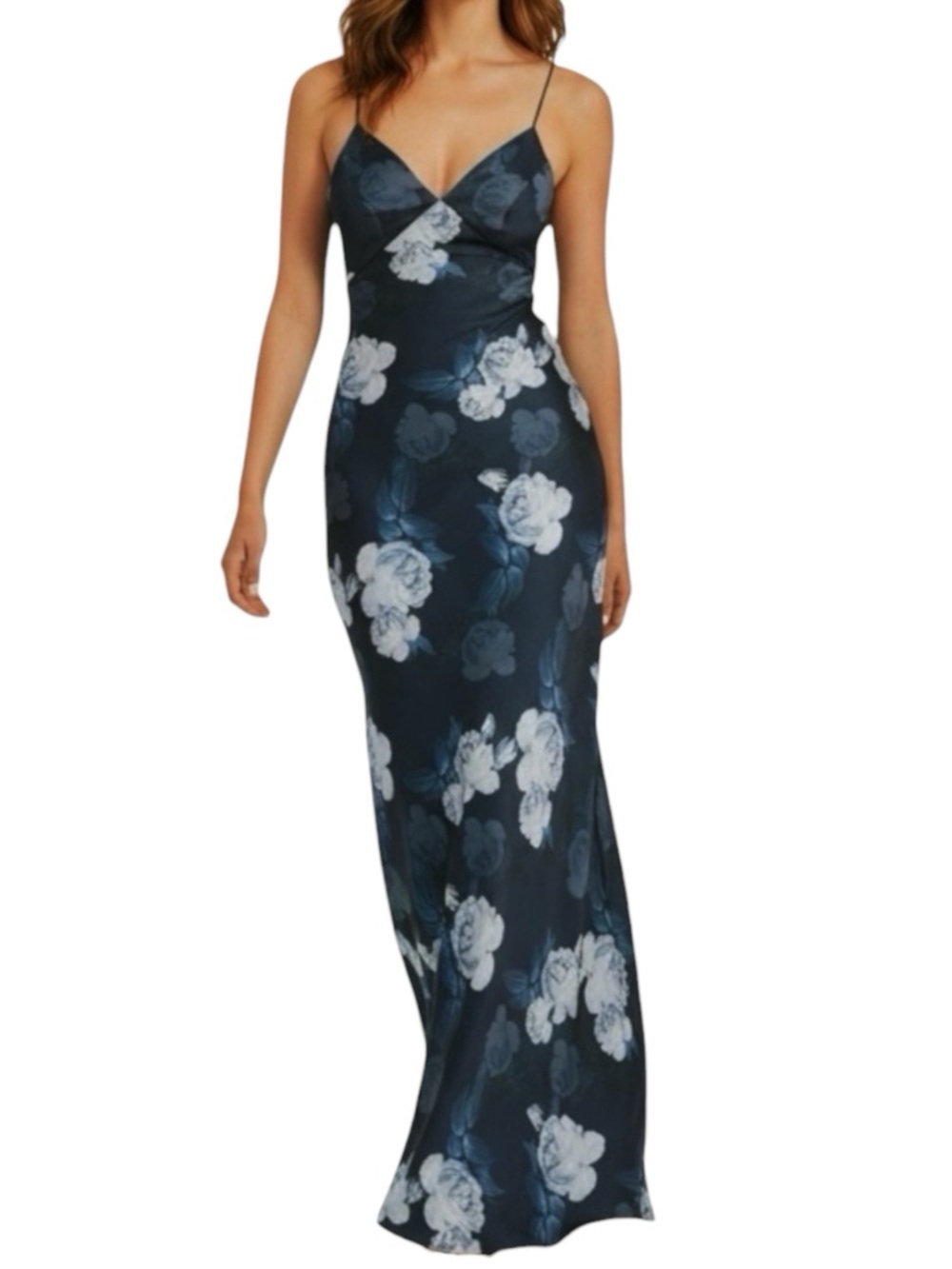 NWT SACHIN + BABI Midnight Glacial Rose Sleeveless Deep V-Neck Alta Gown Size 4
